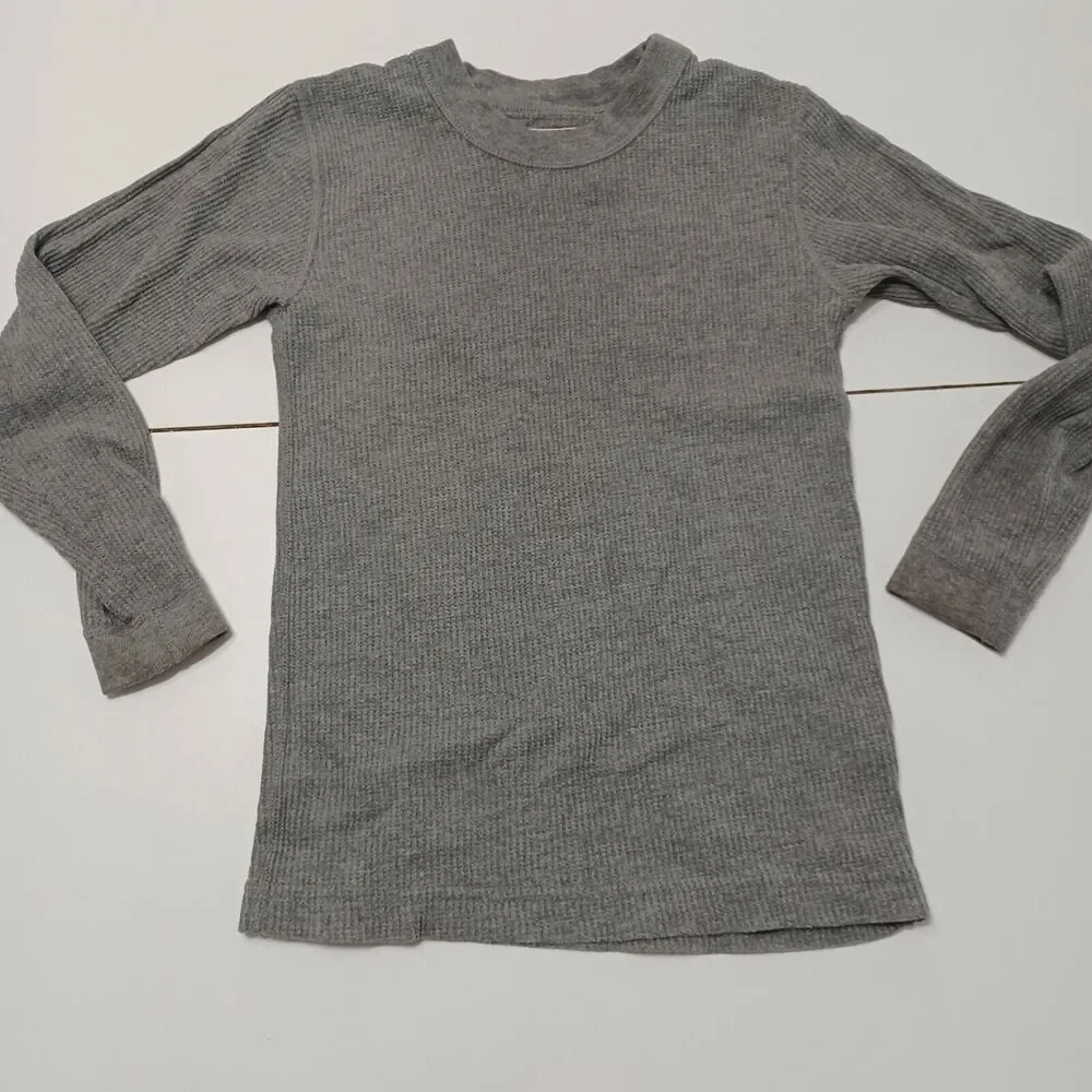 Magellan Boy Youth Small Thermal T-Shirt Gray Waffle Knit Long Sleeve Undershirt